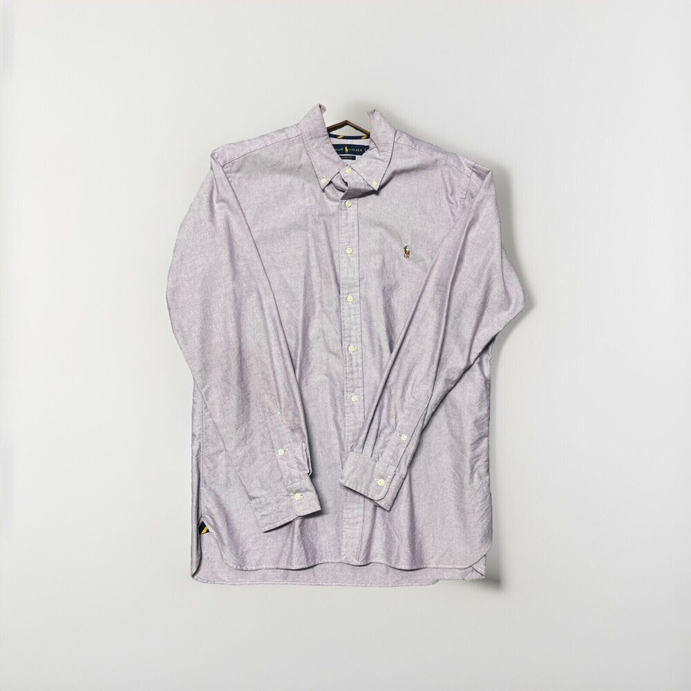Ralph Lauren Mens Long Sleeve Chambray Oxford Button Down Shirt Size L Purple